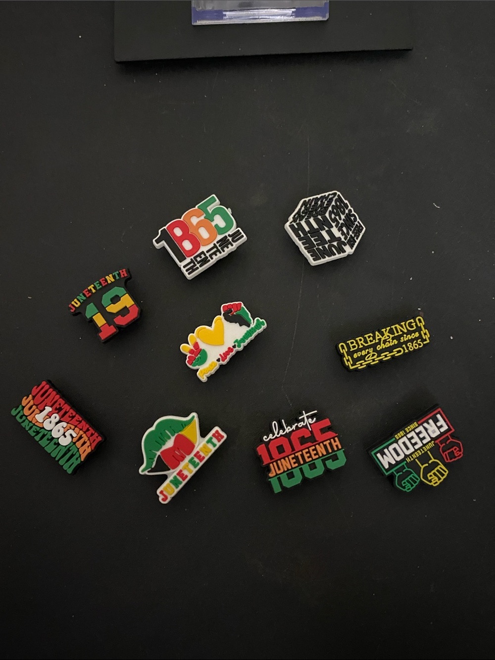 Juneteenth Shoe/Bag Charm Set - Red, Green, Yellow, Black
